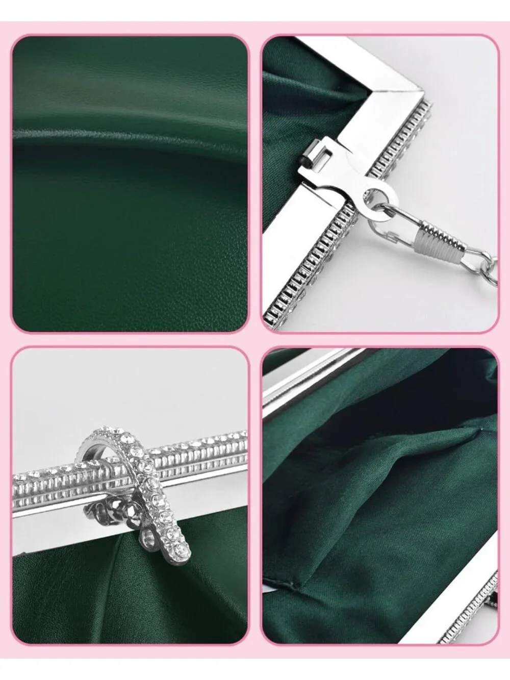 👜 Women's GreenPU Leather Formal Evening Bags Shoulder Party Cocktail Clutch